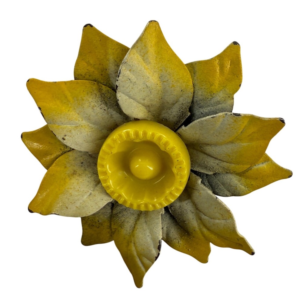 Vintage Metal Flower Pins Brooch Decor Craft 2"Set of‎ 3 Yellow - Picture 2 of 3
